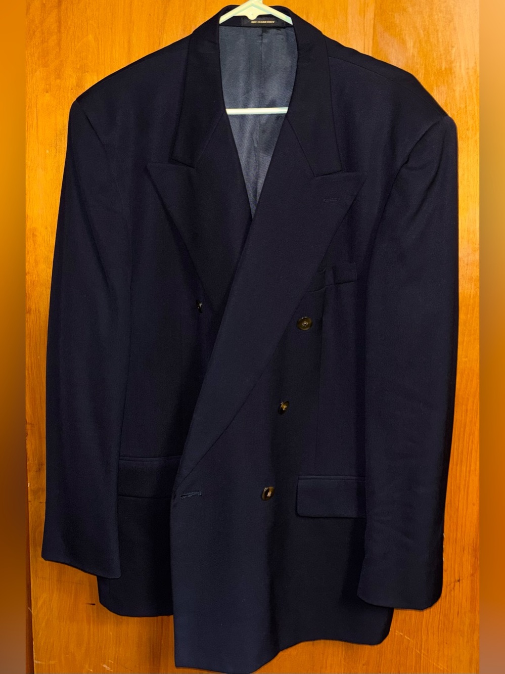 Vintage Givenchy Double-Breasted Dark Navy Suit Jacket Size 46L Wool